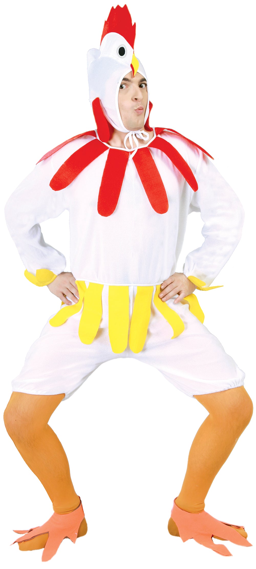 Men's Chicken Costume - Hood, Belt, and Jumpsuit