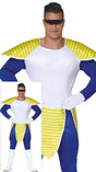 Adult medium samurai costume for men in blue and white polyester, inspired by Asian ninja and superhero video game themes.