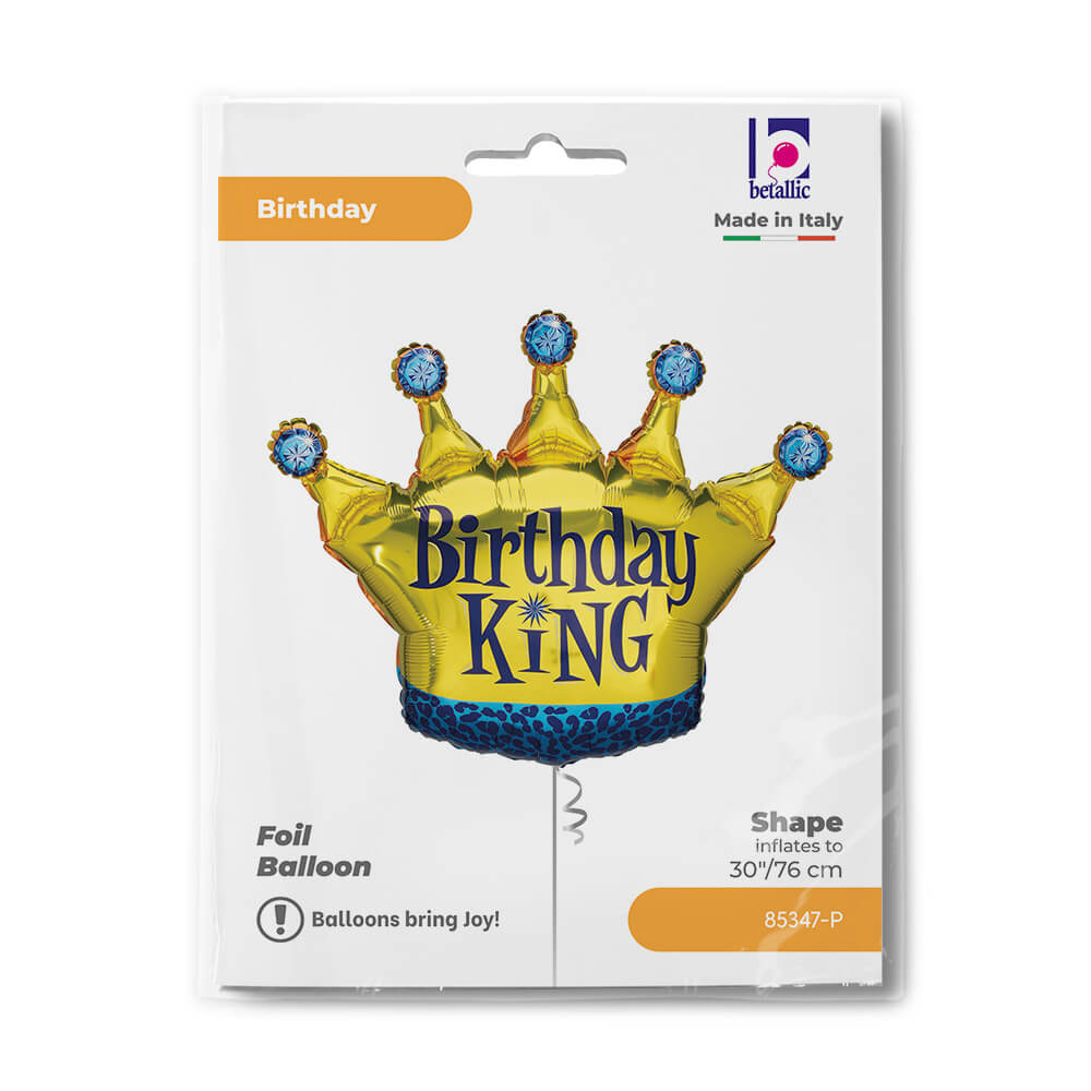 Ballon anniversaire roi - Doré - 30" - Gonflage Hélium en boutique