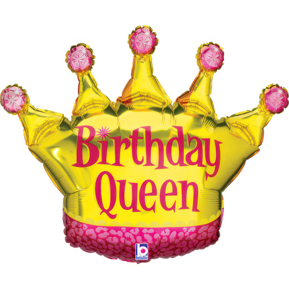 Ballon Birthday Queen - Rose - 30" - Gonflage Hélium en boutique