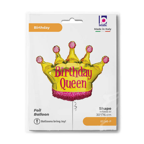Ballon Birthday Queen - Rose - 30" - Gonflage Hélium en boutique