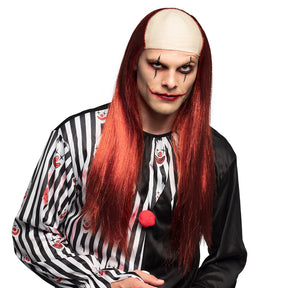 Killer clown wig for women made of 100% polyester, perfect for adult Halloween costumes and horror clown outfits.
