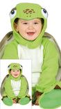 Baby unisex green turtle costume for 12-18 months, animal theme, made of polyester.