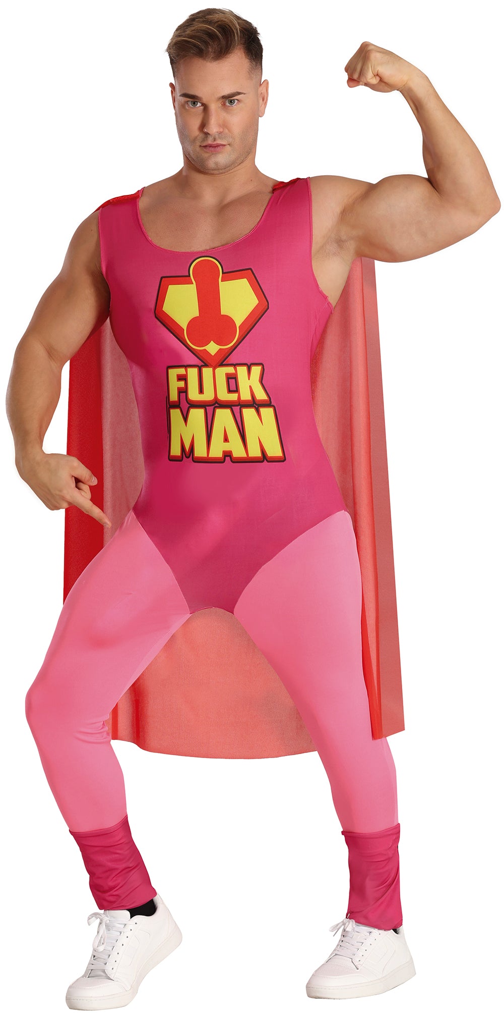Fuckman Hero Adult Men's Costume - Cape and Jumpsuit
