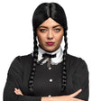 Black horror Halloween wig for women made of 100% polyester, adult size, packaged in a box.
