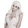Gray Ghost Princess wig for women, 100% polyester Halloween costume accessory for adults, packaged in a box.