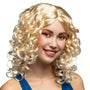 Blonde cocktail wig for women made of 100% polyester, adult size, displayed in a box.