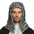 Gray judge wig for adults made of 100% polyester, packaged in a box, ideal for police or SWAT costume accessories.
