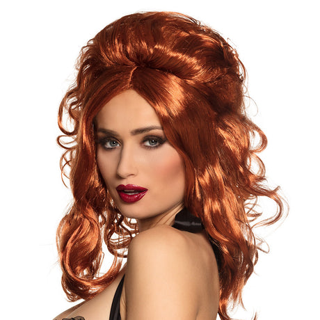 Lilly Rose brown wig for women made of 100% polyester, adult size, packaged in a box, ideal for Western costumes.