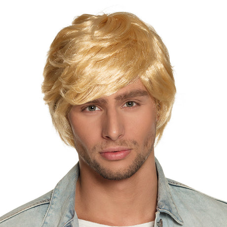 Blonde Tyler wig for men made of 100% polyester, adult size, displayed in a box.