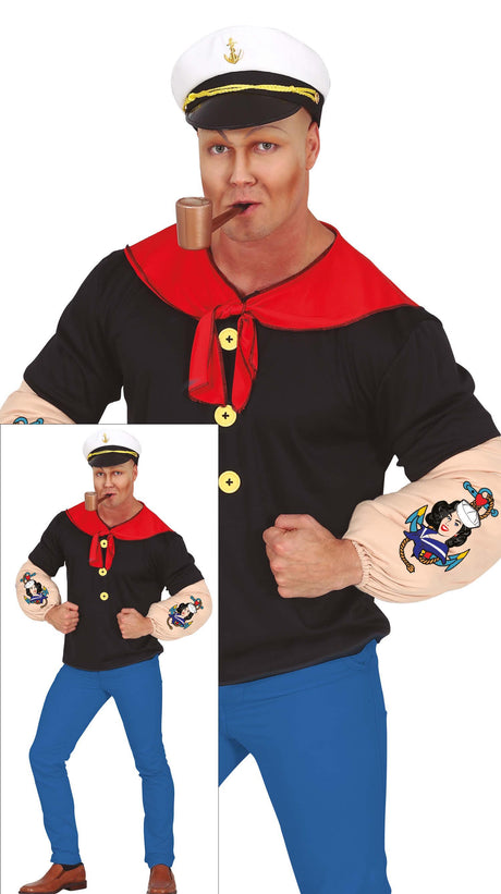 Adult men's sailor costume in black and white, fairy tale and nautical themed, size small 46-48.