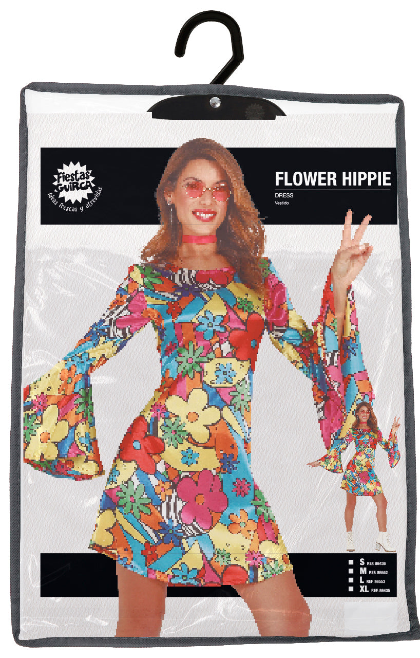 Multicolored hippie costume for women - Size M