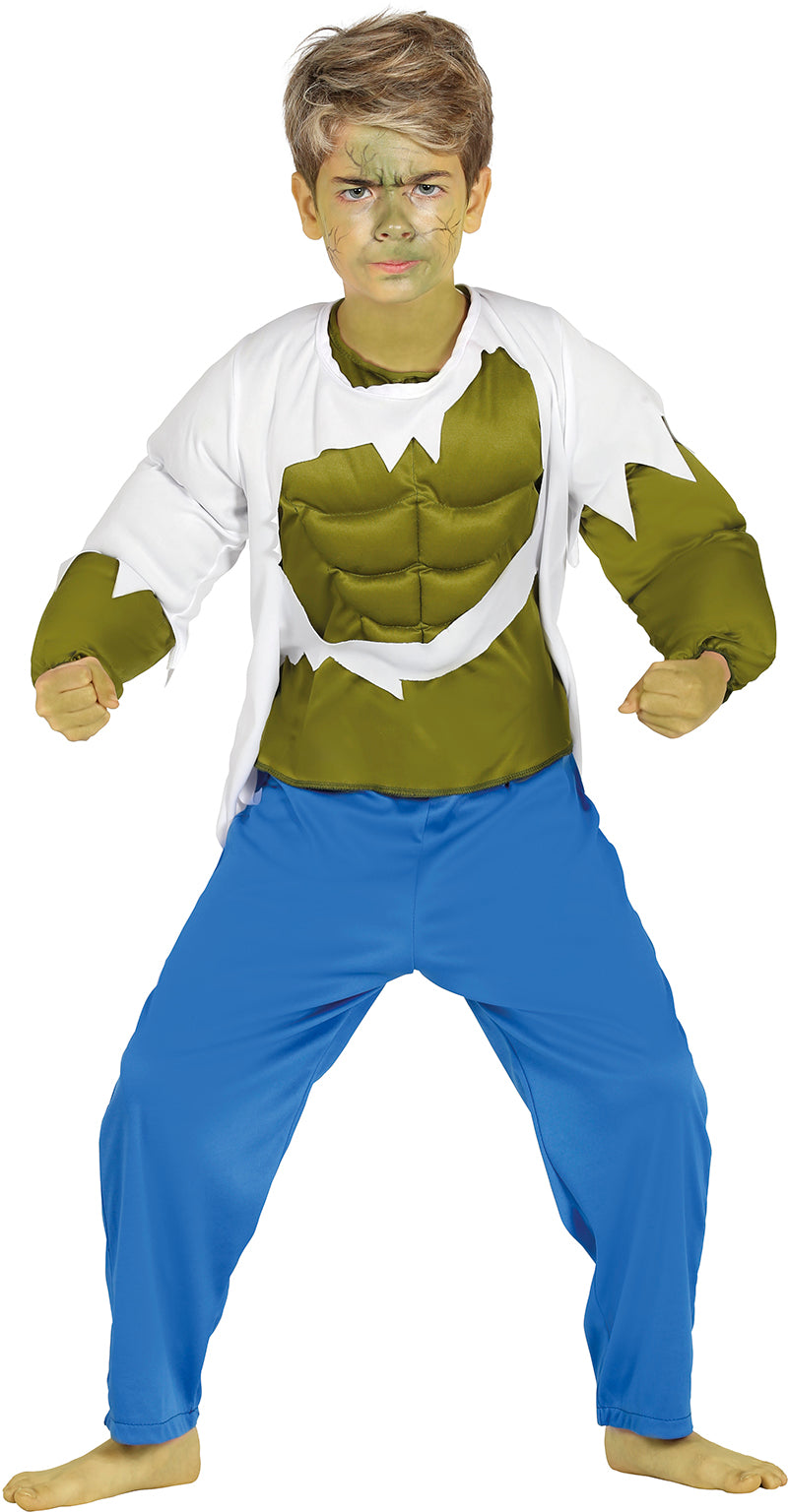 Boys Green Muscle Costume - Shirt, T-Shirt and Trousers
