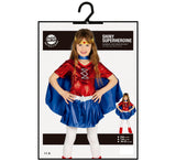Déguisement super héroïne enfant bleu et rouge 5-6 ans