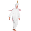 White unicorn plush costume for children up to 1.65 meters, made of 100% polyester, ideal for boys and girls.