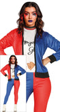 Dangerous Girl adult women's Halloween costume in blue and red polyester, superhero theme, size large 42-44.