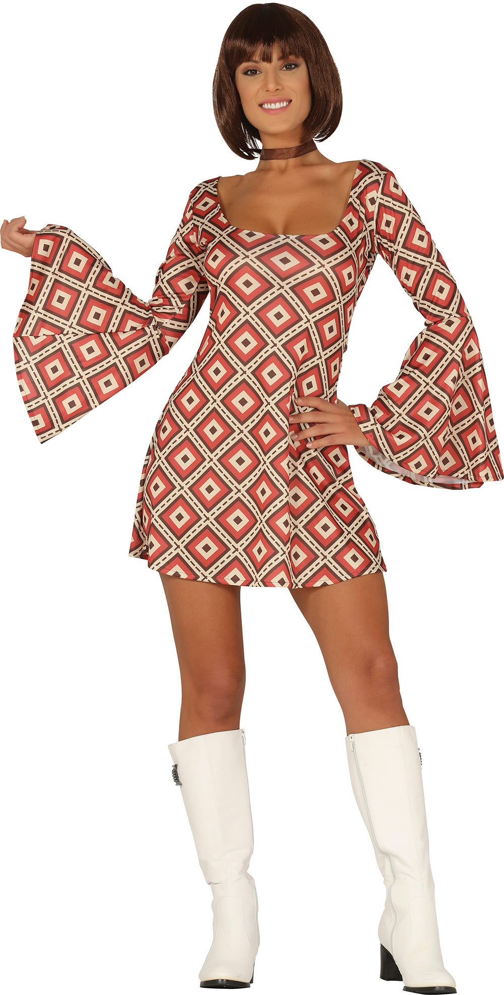 Women's Multicolored 70s Disco Costume - Size S