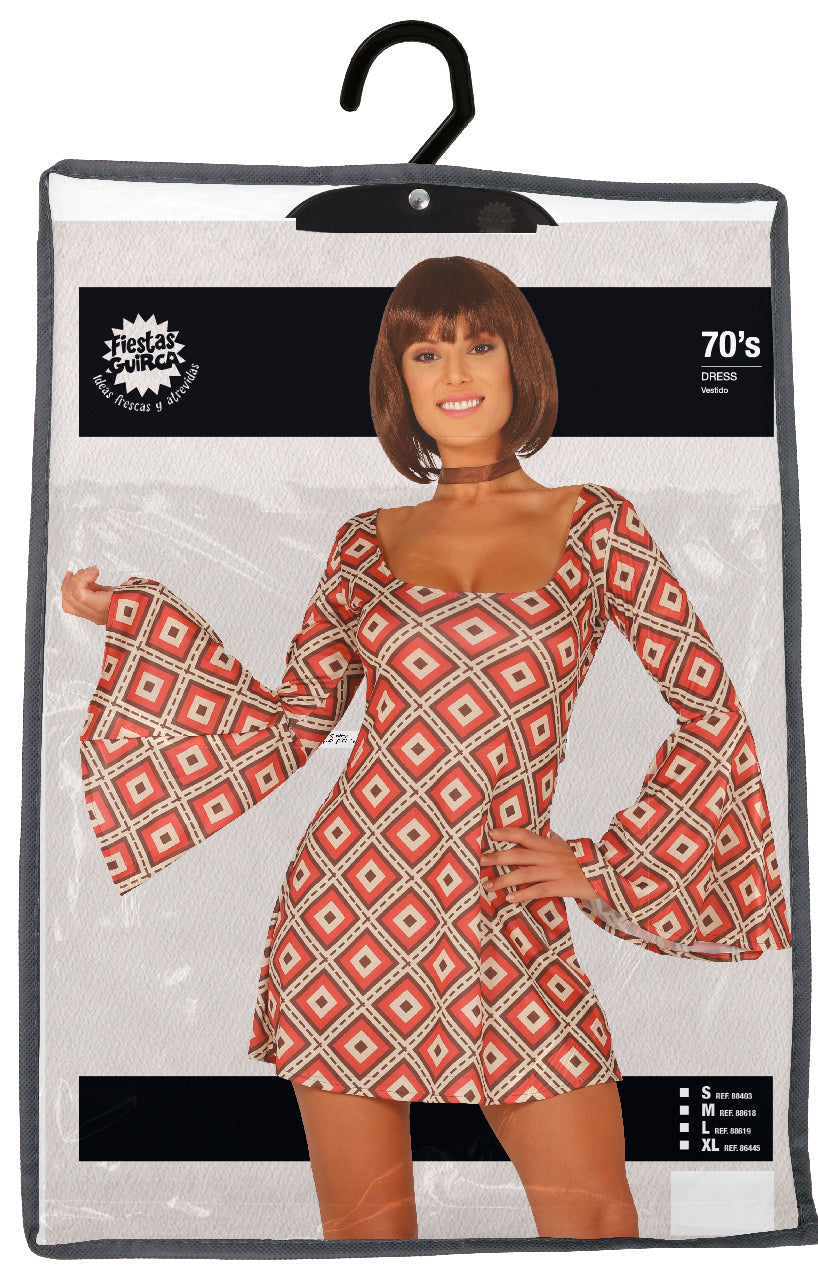 Women's Multicolored 70s Disco Costume - Size S