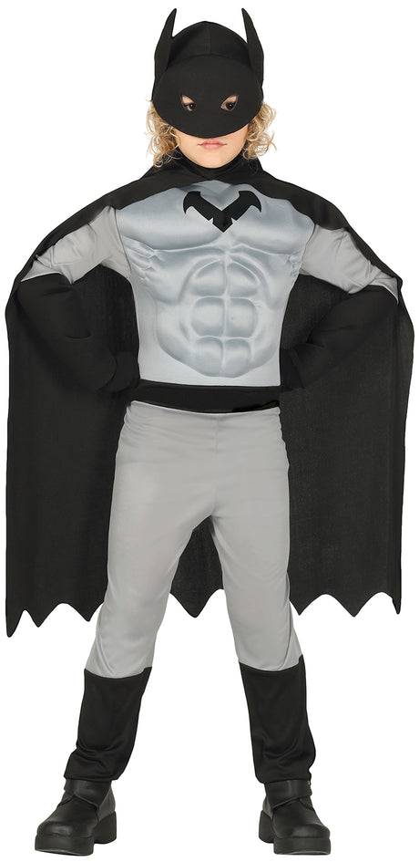 Déguisement super-héros musclé enfant gris et noir 10-12 ans