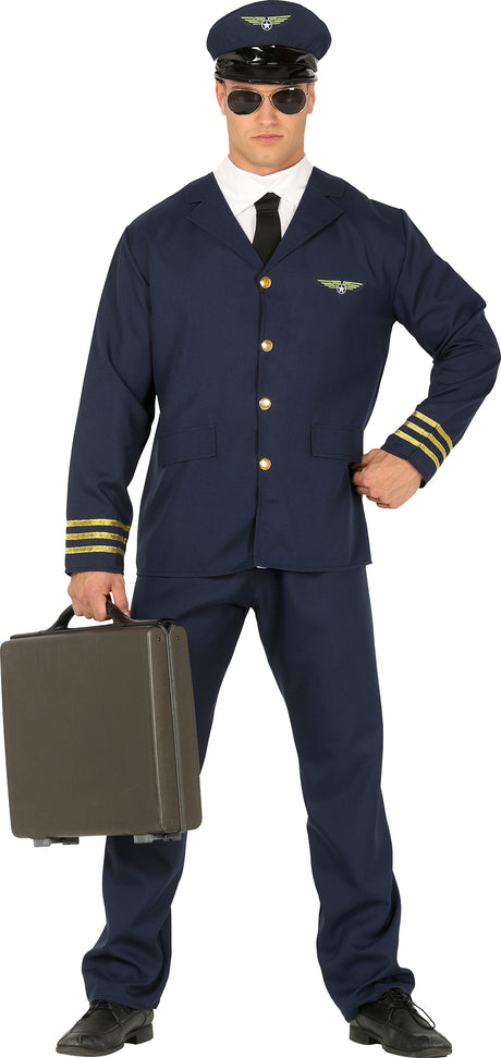 Déguisement pilote adulte bleu polyester
