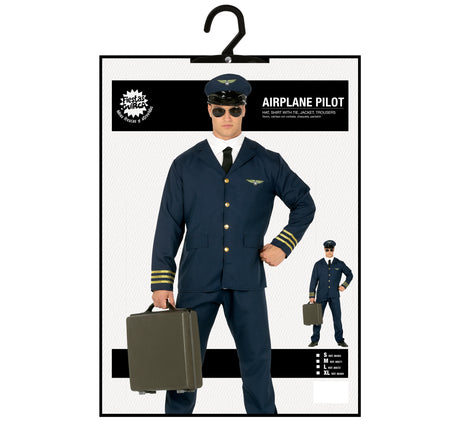 Déguisement pilote adulte bleu polyester