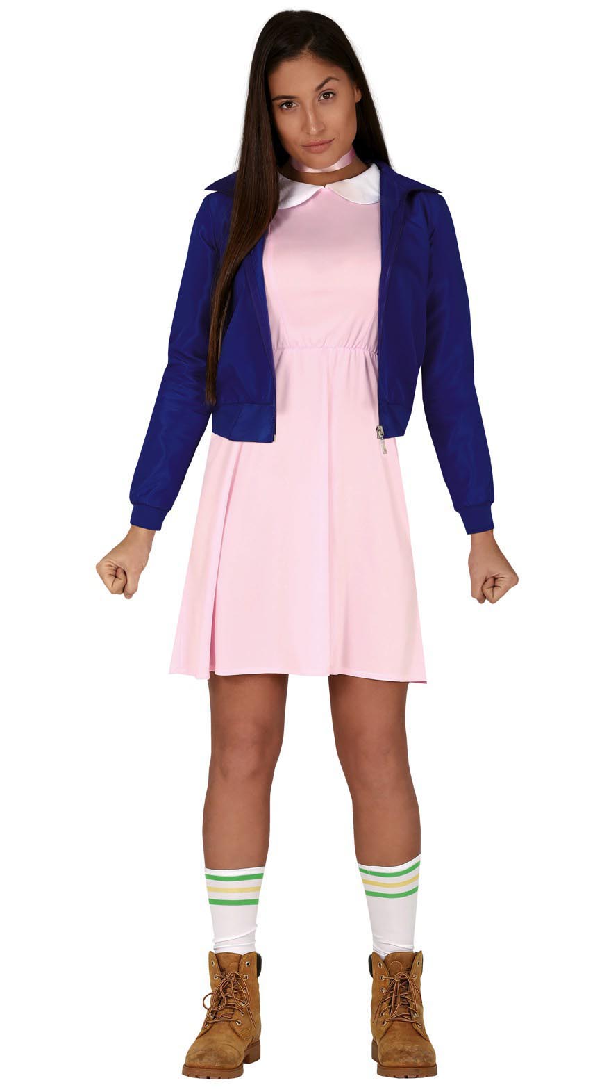 Women's telepathic girl Halloween costume in blue and pink polyester, adult size, perfect for Halloween parties.