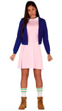 Women's telepathic girl Halloween costume in blue and pink polyester, adult size, perfect for Halloween parties.