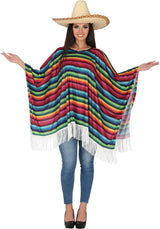 Adult Multicoloured Mexican Poncho Costume
