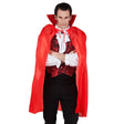 Red Bloodlust vampire cape for adults, 120 cm long, made of polyester and polyethylene, perfect for Halloween costumes.