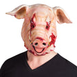 Bloody pig latex mask for adults, realistic horror Halloween costume accessory.