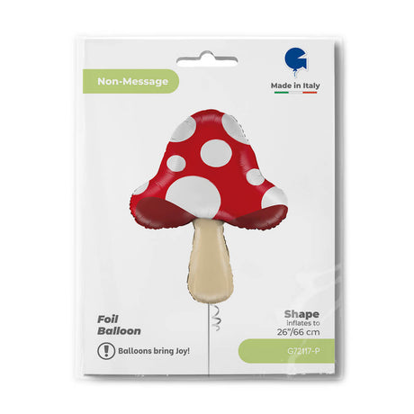 Ballon champignon - Rouge et blanc - 26" - Gonflage Hélium en boutique