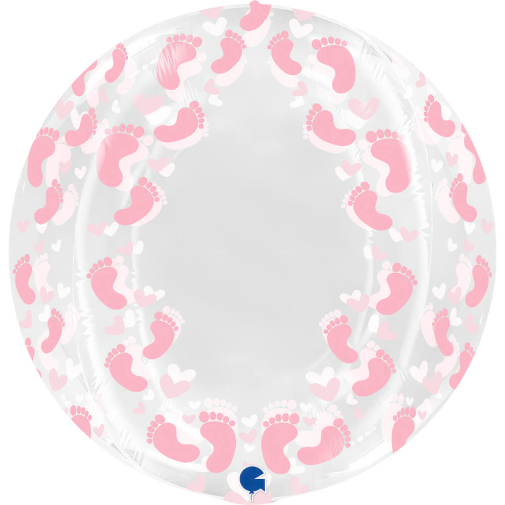 Ballon globe rose transparent 4D - 19" - Gonflage Hélium en boutique