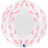 Ballon globe rose transparent 4D - 19" - Gonflage Hélium en boutique