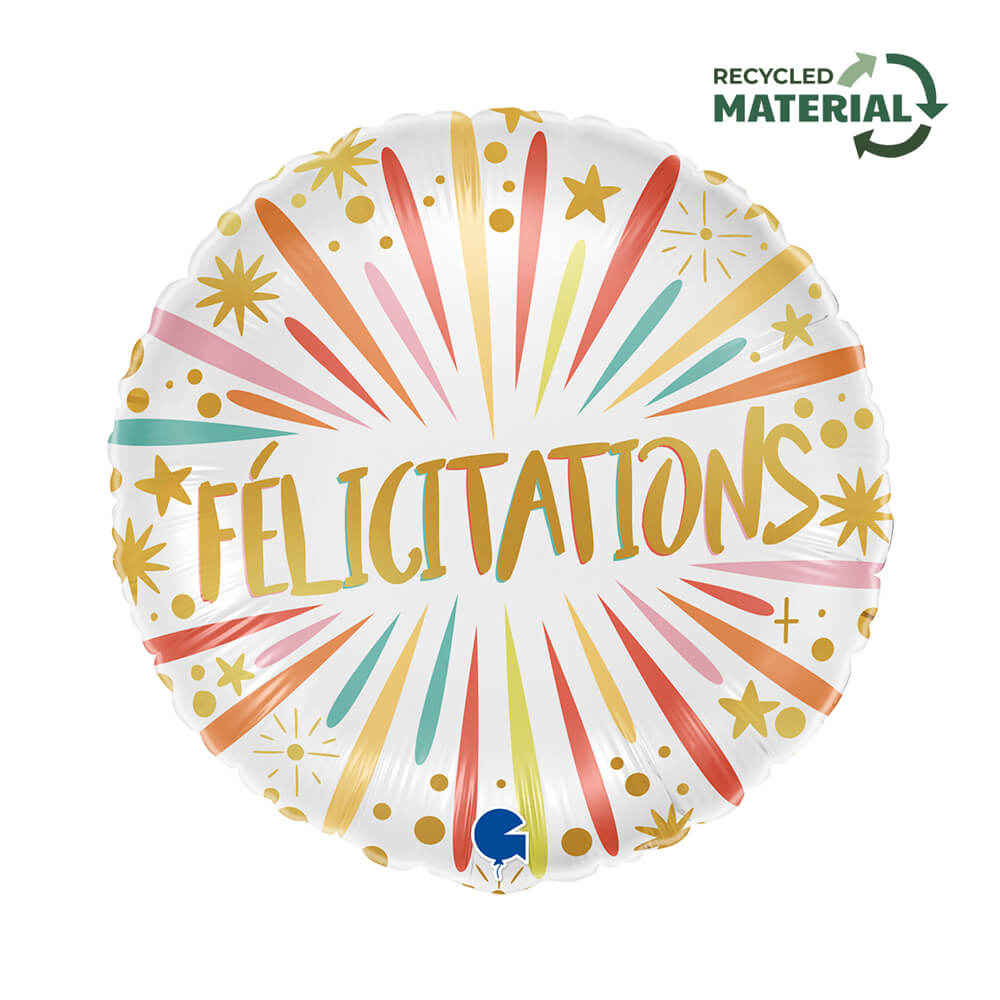 Ballon félicitations - Or - 14" - Gonflage Hélium en boutique