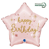 Ballon étoile rose - Happy Birthday - 43 cm - Gonflage Hélium en boutique