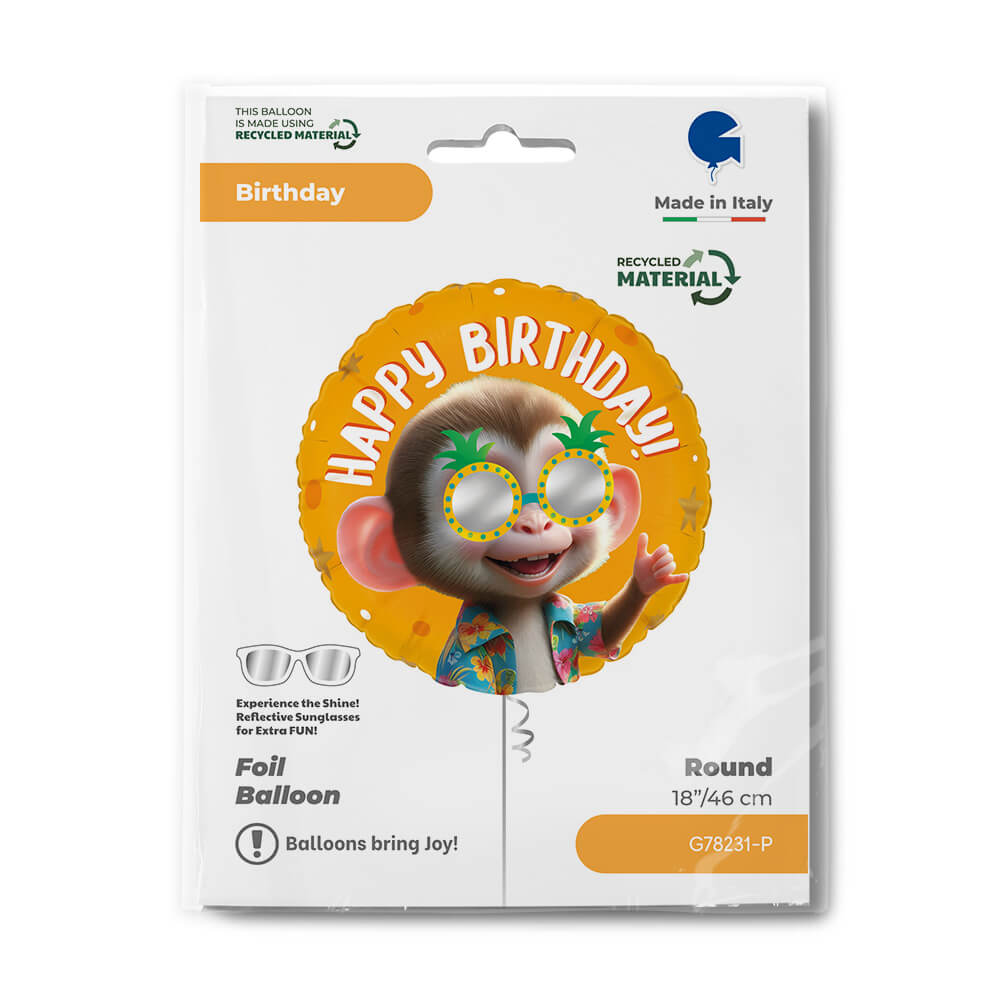Ballon Happy Birthday singe cool - 14" - Gonflage Hélium en boutique