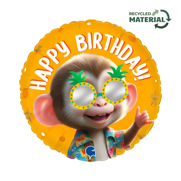 Ballon Happy Birthday singe cool - 14" - Gonflage Hélium en boutique