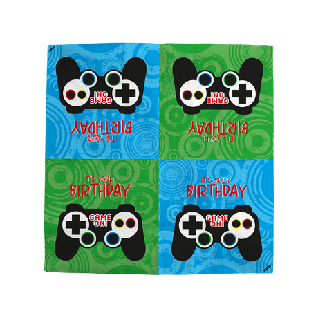 Serviettes fête manette de jeu - 33x33 cm - Lot de 20