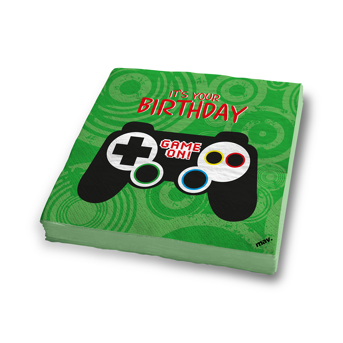Serviettes fête manette de jeu - 33x33 cm - Lot de 20