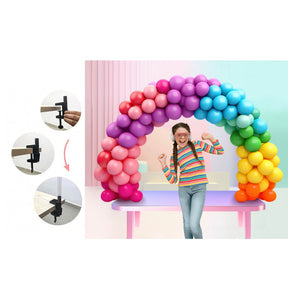 The image shows a balloon arch kit designed for table decoration, featuring a semi-circular arch structure with colorful balloons attached, suitable for party settings.
