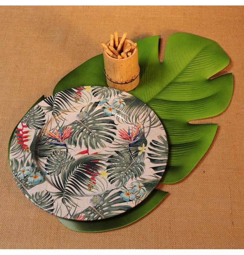 Assiette déco tropicale en métal – assiette de présentation – Ø 33 cm