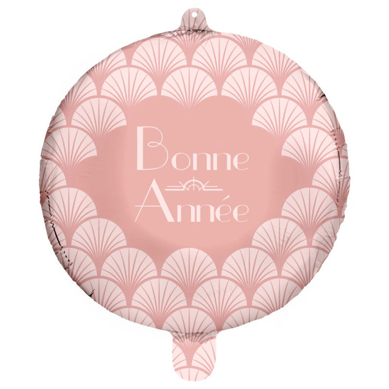 Ballon hélium rond Bonne Année bleu et or – Art déco flapper – 45 cm