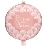 Ballon hélium rond Bonne Année bleu et or – Art déco flapper – 45 cm