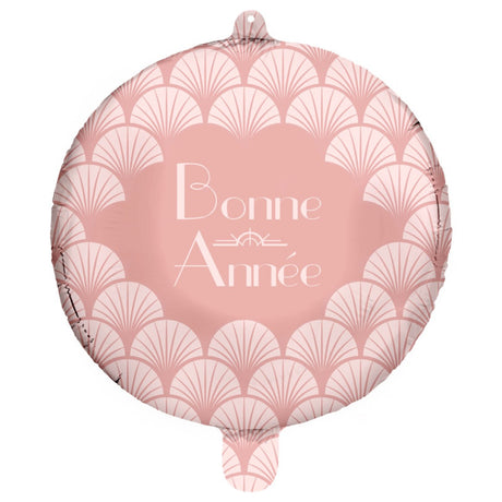 Ballon hélium rond Bonne Année bleu et or – Art déco flapper – 45 cm