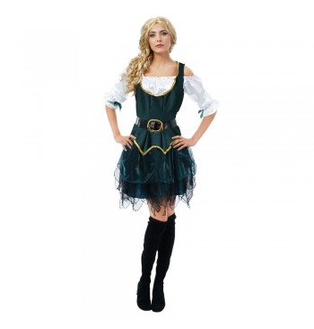 Women's red and black pirate costume – carnival – 2 pieces – dress and belt