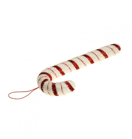 Rot-weiß glitzernde Zuckerstangen-Verzierung – Weihnachtsdekoration – 29 cm