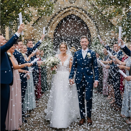Canon à confettis cœurs blancs en papier – mariage & fête – 40 cm