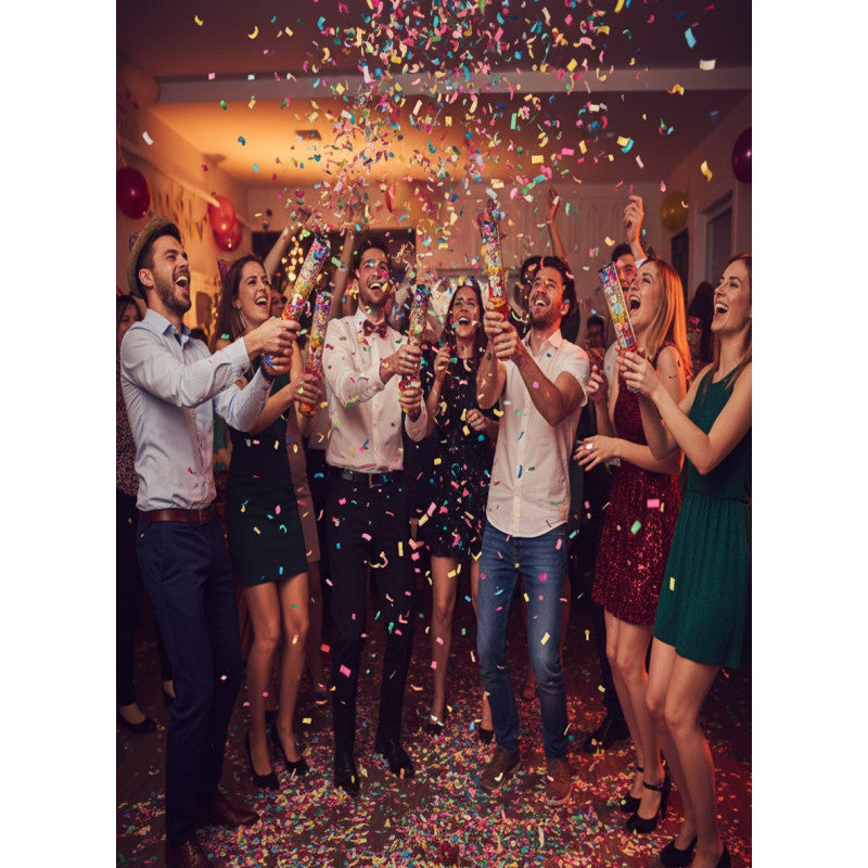 Confetti cannon multicolour 80 cm – wedding, birthday – fire-retardant paper