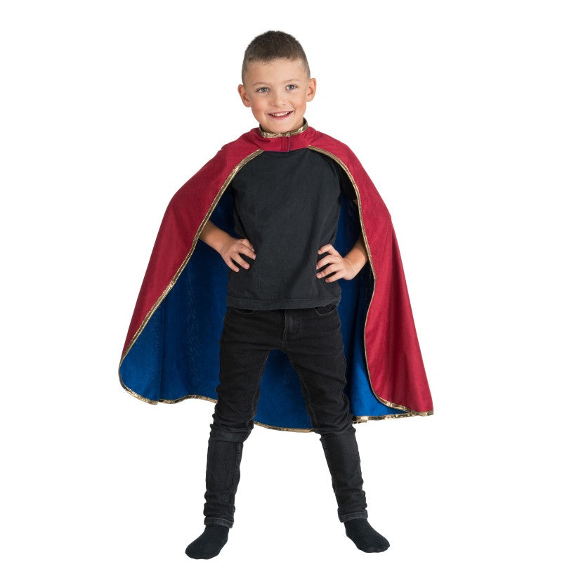 Cape de chevalier réversible – rouge/bleu – médiéval – enfant – 1 pièce