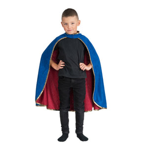 The image shows a reversible knight's cape, likely intended as a costume accessory for parties or themed events.
